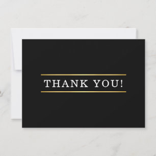 THANK YOU modern simple black white gold plain Card