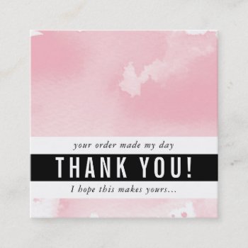 Thank You Modern Simple Bold Watercolor Pale Pink Square Business Card by edgeplus at Zazzle