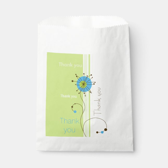 Thank You Modern Simple Flower Green Favor Bag (Front)