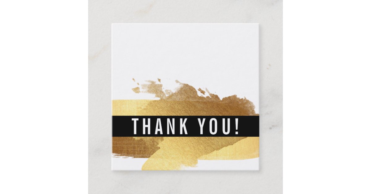 THANK YOU modern simple glam luxe gold glitter Square Business Card ...