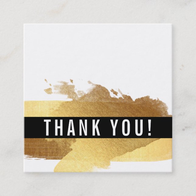 THANK YOU modern simple glam luxe gold glitter Square Business Card (Front)