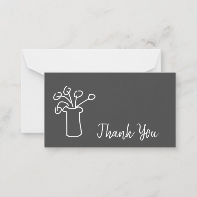 Thank You modern simple gray and white art Note Card (Front)