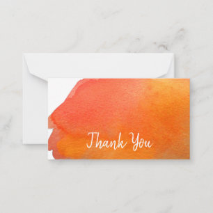 Thank You modern simple orange watercolor art Note Card
