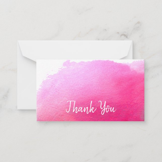 Thank You modern simple pink watercolor art Note Card (Front)