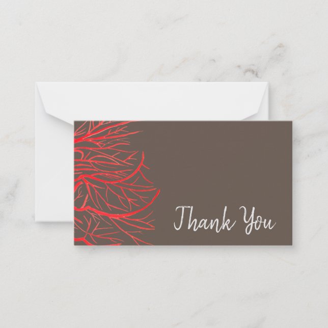 Thank You modern simple red abstract art Note Card (Front)