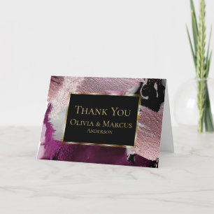 Thank You   Modern Stunning Black Gold Plum Card