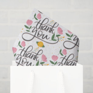 Thank you-Modern typography & floral accents Tissue Paper