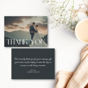 thank you modern typography wedding photo note card