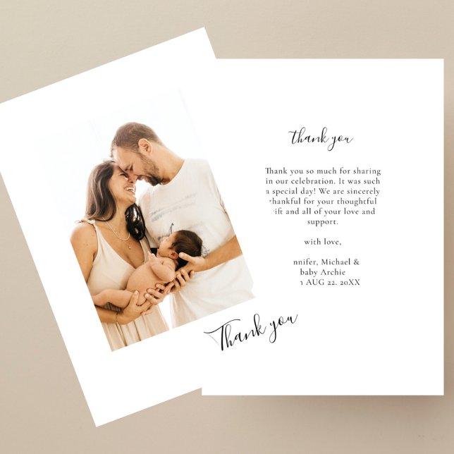 Thank You Modern Vertical Photo Baby Shower (Creator Uploaded)