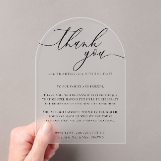 Thank You Modern wedding Acrylic Invitations
