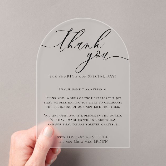Thank You Modern wedding Acrylic Invitations