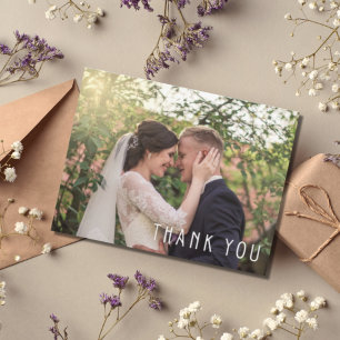 Thank You Modern Wedding Photo Postcard