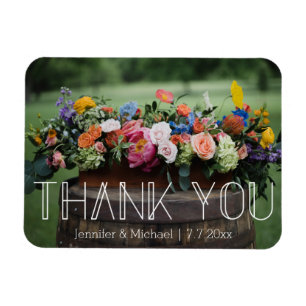thank you modern white typography photo wedding magnet