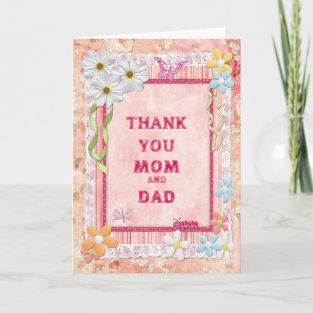 Thank you mom and dad, flowers craft card (Front)