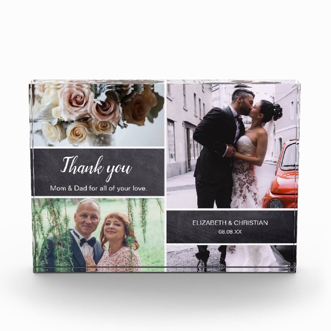 Thank you Mom and Dad Wedding Photo Collage gift Block (Front)