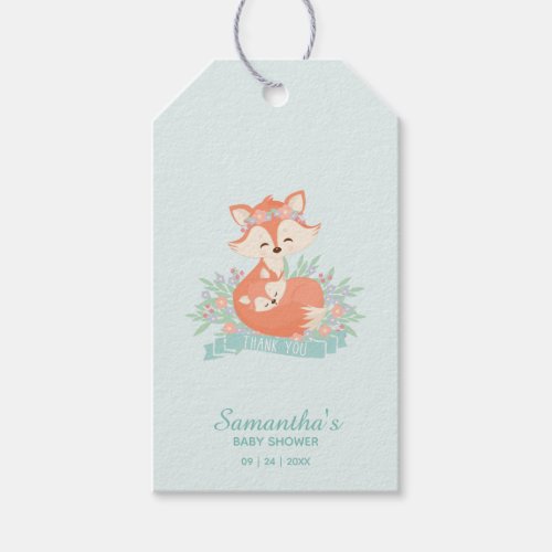 Thank You Mom  Baby Fox Boy Baby Shower Favor Gift Tags