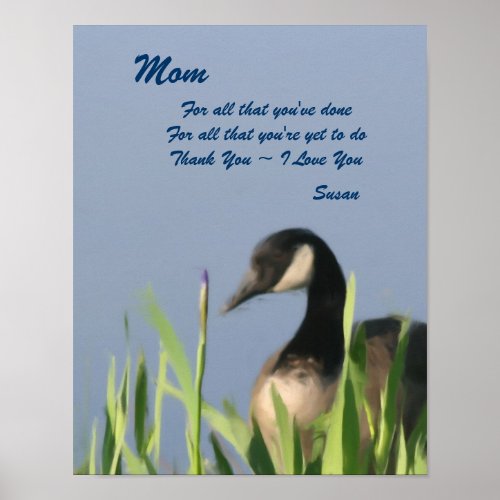 Thank You Mom Canada Goose Art Personalized Poster