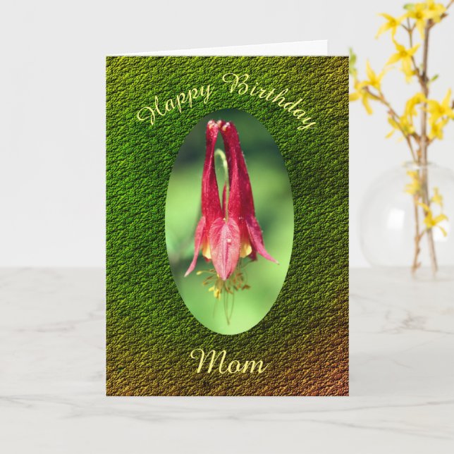 Thank You Mom Columbine Flower Birthday Card (Yellow Flower)
