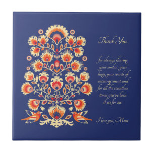 Thank you Mom customizable Folklore Ceramic Tile