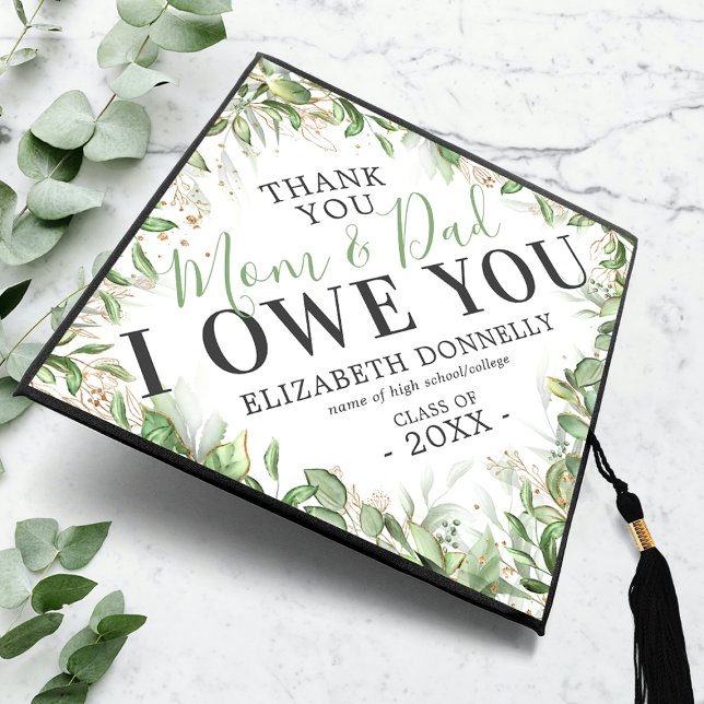 “Thank You Mom & Dad” Botanical Graduation Cap Topper (Creator Uploaded)