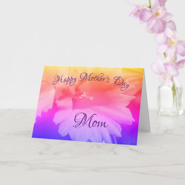 Thank You Mom Daffodil Flower Mother's Day  Card (Orchid)