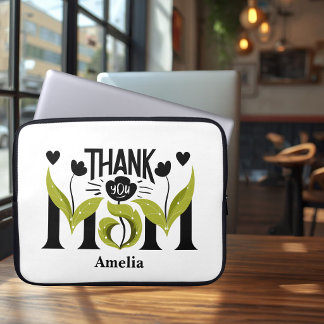 Thank You Mom Floral Laptop Bag
