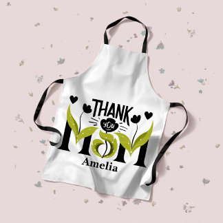 Thank You Mom Floral Personalized Apron