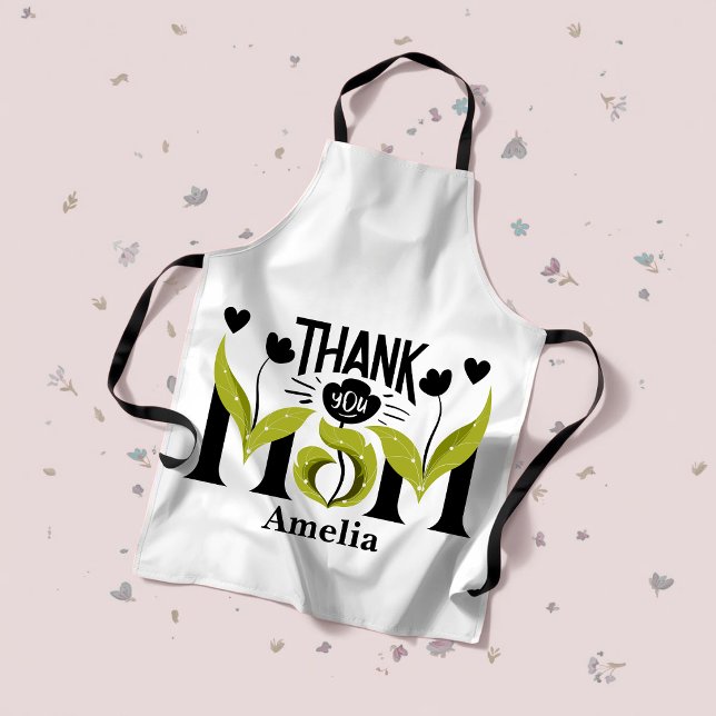 Thank You Mom Floral Personalized Apron (Creator Uploaded)