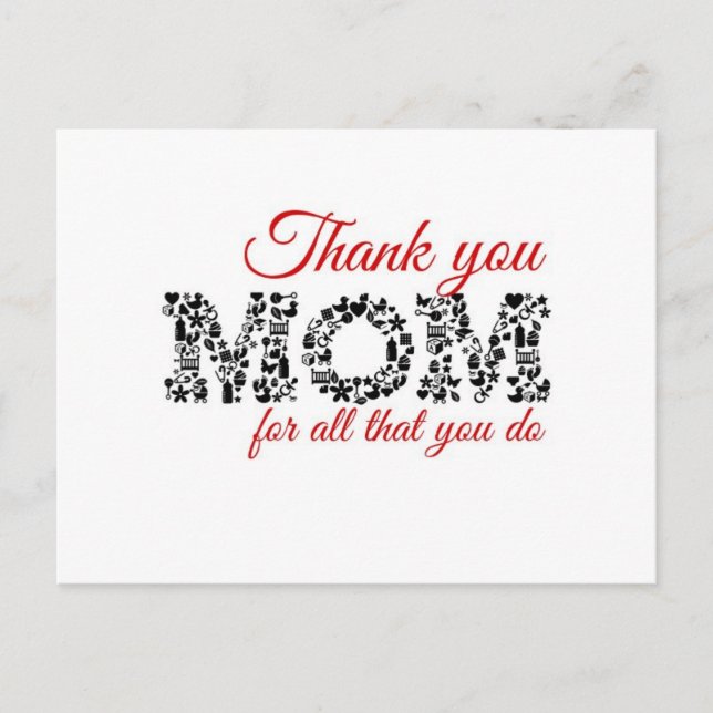 Thank you Mom for all that you do Postcard (Front)