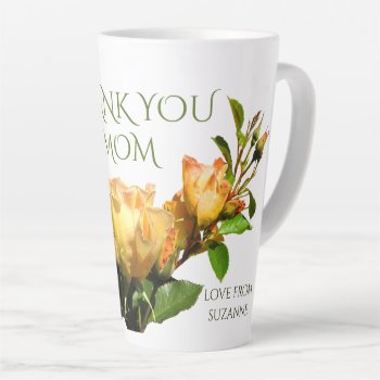 Thank You Mom Golden Roses Latte Mug by anuradesignstudio at Zazzle