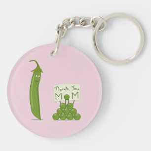 Thank You Mom Greeting with Peapod and Peas Keychain