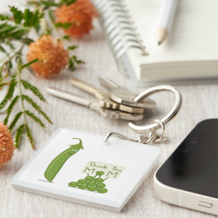 Thank You Mom Greeting with Peapod and Peas Keychain