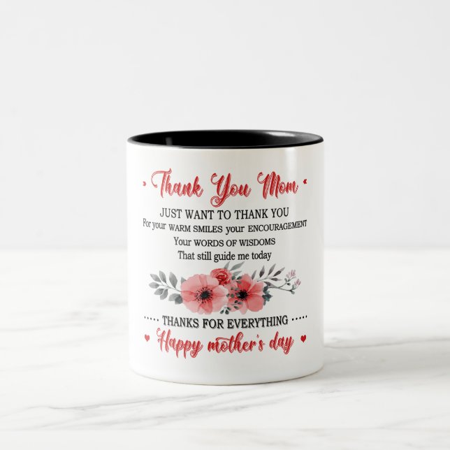 Thank You Mom Happy Mother's Day Two-Tone Coffee Mug (Center)