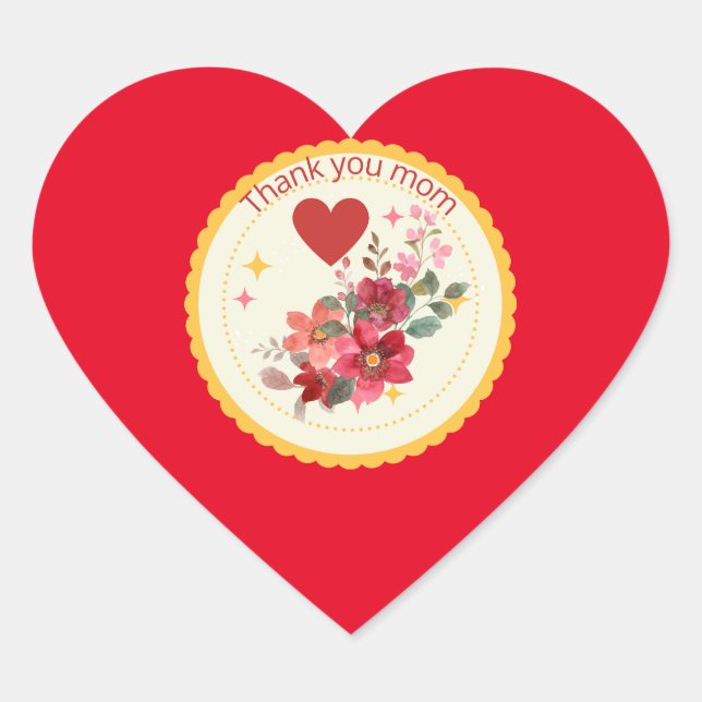 Thank you mom heart sticker (Front)
