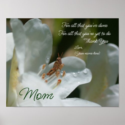 Thank You Mom Love Azalea Flower Personalized Poster