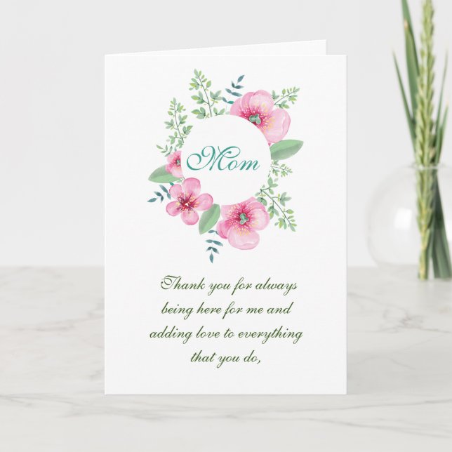 Thank You Mom Mother's Day Holiday Card (Front)