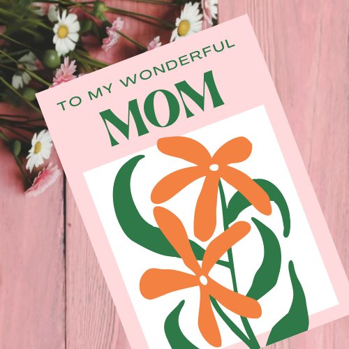 thank you mom orange minimal modern floral card