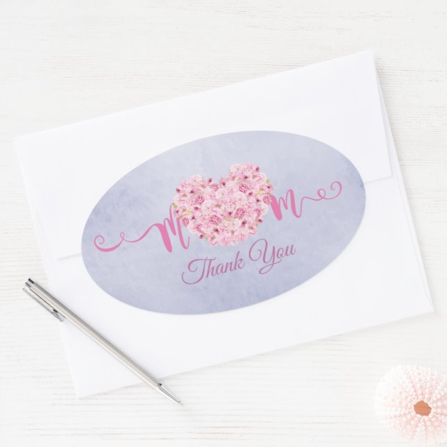Thank You Mom Oval Sticker (Envelope)
