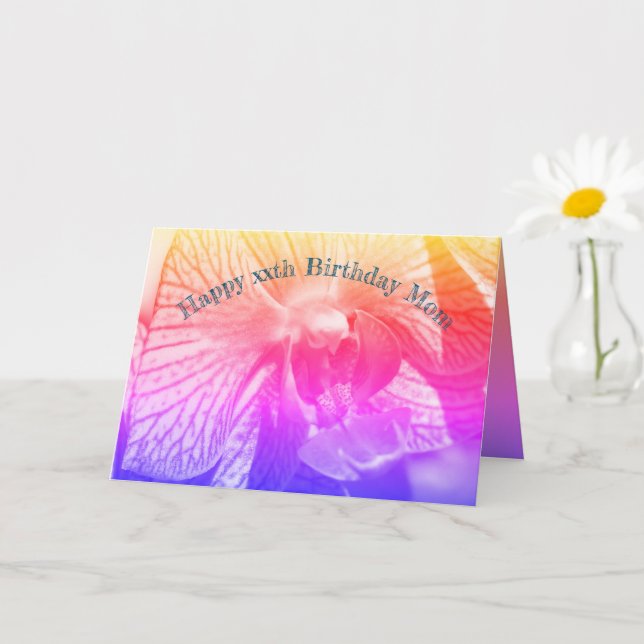 Thank You Mom Rainbow Orchid Flower Birthday Card (Small Plant)