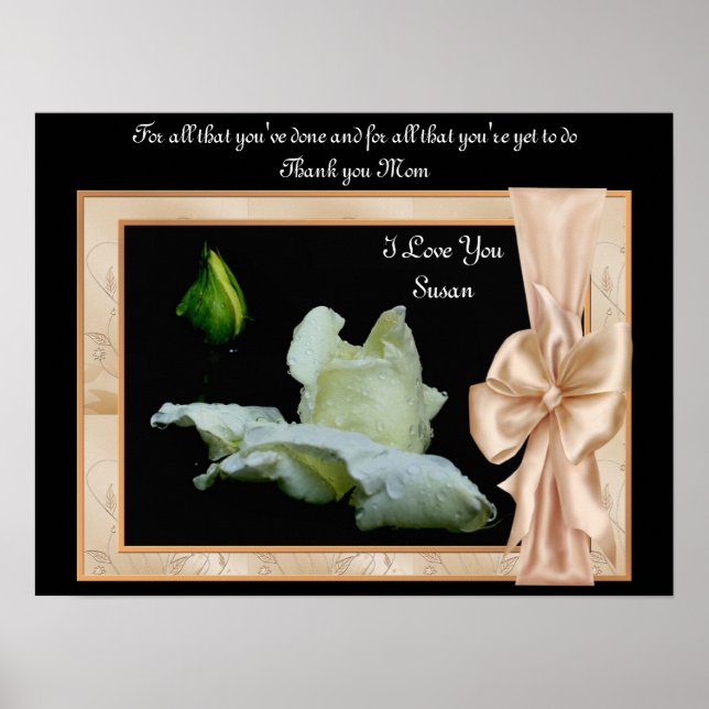 Thank You Mom Rosebud Personalized Poster Print (Front)