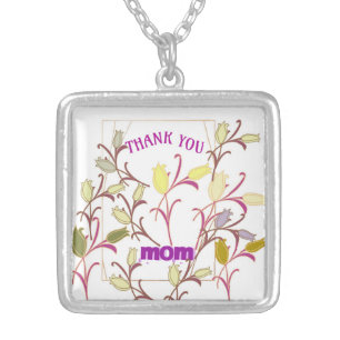 THANK YOU MOM SILVER PLATED NECKLACE