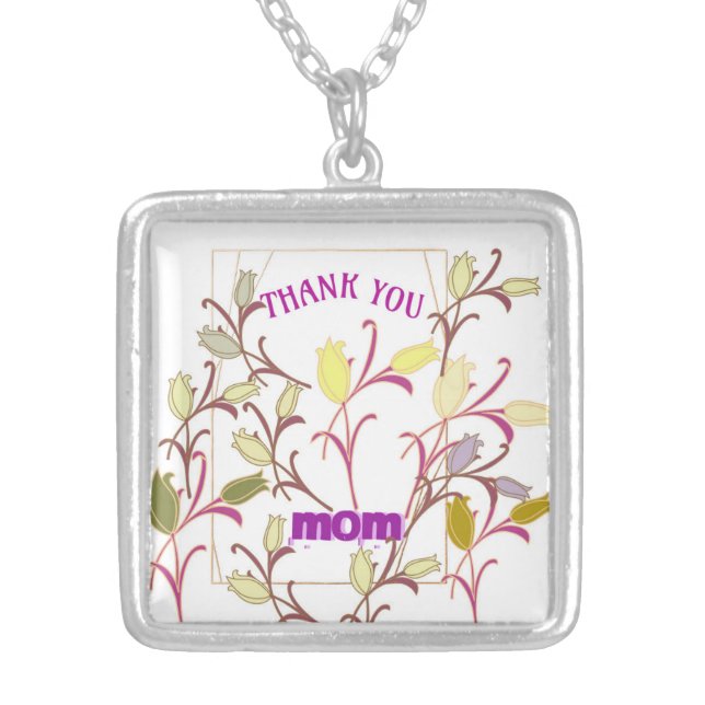 THANK YOU MOM SILVER PLATED NECKLACE (Front)