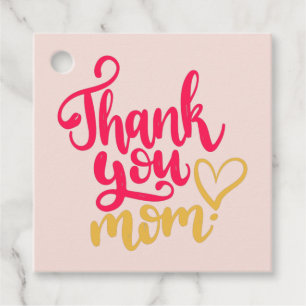 Thank You Mom with Heart Pink Gift Tags