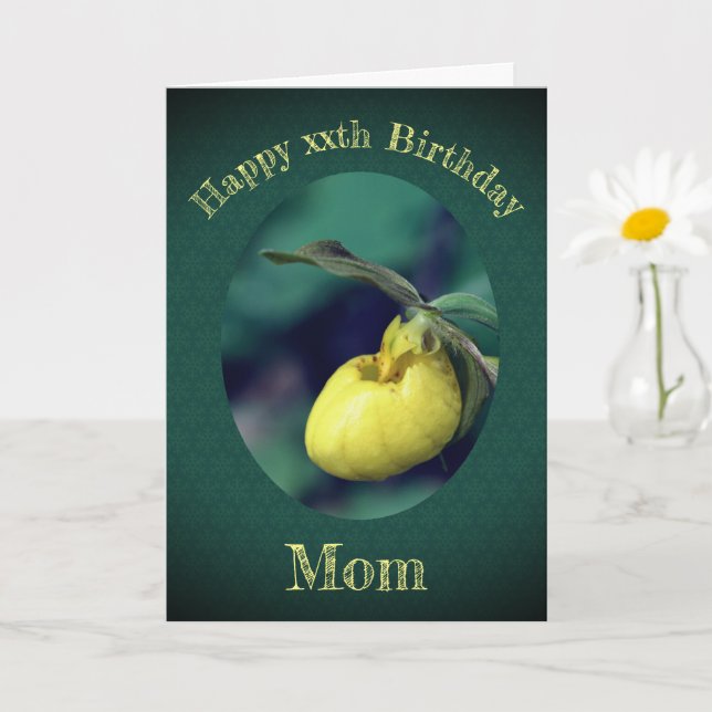 Thank You Mom Yellow Lady Slipper Birthday Card (Small Plant)