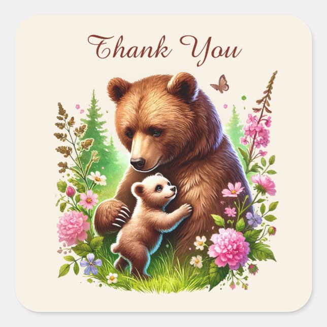 thank you Momma bear baby  Square Sticker (Front)