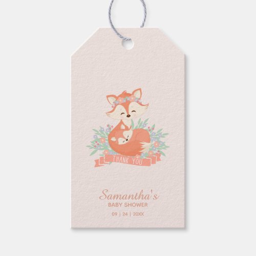 Thank You Mommy and Baby Fox Baby Shower Favor Gift Tags