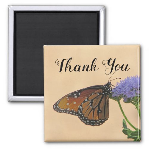 Thank You Monarch Purple Flower Photo Butterfly Magnet