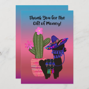 Thank You Money Gift Llama with Sombrero