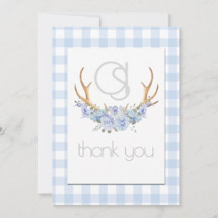 Thank you - Monogram Blue Gingham Floral BOHO