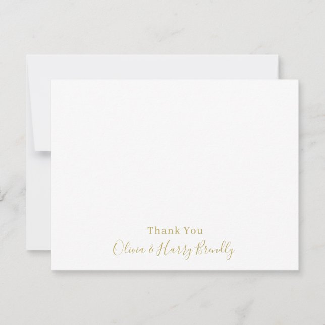 Thank You Monogram Name White Flat Note Card (Front)